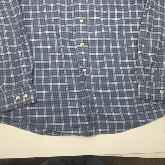 L.L. Bean Men Flannel Plaid Long Sleeve Button-Down Shirt Blue Size Medium - Picture 5 of 15